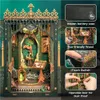 A 3D DIY book nook kit with intricate details and decorative elements, presented with feature callouts. Náhled obrázku produktu