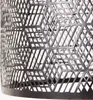 A close-up view of a black metal lampshade with a geometric pattern. Produktbild-Vorschau