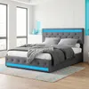 Dvoulůžková postel ProximaX 140 × 190 cm, šedé plátno, RGB Náhled obrázku produktu 4