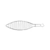 A silver wire grill stand shaped like a fish on a white background. Náhled obrázku produktu