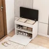 Rangement pour chaussures blanc avec siège et trou de Voir les images du produit 3
