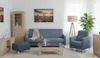 Sofagarnitur - Sofa Set - Blau - Sofa mit Schlaffunktion - Produktbild-Vorschau 2