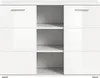 A white sideboard with two doors and three open shelves. Produktbild-Vorschau