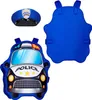 A police costume set including a police car vest and a police officer hat, laid out on a white background. Produktbild-Vorschau