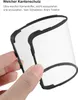A hand is holding a transparent phone case with a black frame. Produktbild-Vorschau