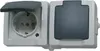 A close-up studio shot of a two-gang electrical socket with protective covers. Anteprima dell’immagine prodotto