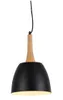 A black pendant lamp with a wooden accent, shown against a white background. Anteprima dell’immagine prodotto