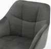 A close-up view of the tufted seat and armrest of a dark gray velvet chair. Produktbild-Vorschau