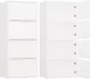 A white cabinet with four doors and four shelves is shown from two different angles. Náhľad obrázku produktu