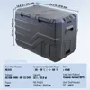 A VEVOR portable car refrigerator with dimensions and specifications displayed. Náhled obrázku produktu