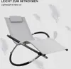 A light gray rocking lounge chair with black armrests and a headrest, set against a light gray background with floating white feathers. Anteprima dell’immagine prodotto