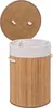 A round bamboo laundry basket with a lid, shown with the lid open. Náhled obrázku produktu