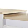 A close-up view of two wooden shelves of a table, one slightly above the other, with white framing visible on the left. Anteprima dell’immagine prodotto
