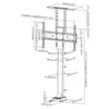 A technical diagram showing the dimensions and specifications of a TV lift stand. Produktbild-Vorschau