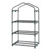 A dark green three-tier shelving unit with a greenhouse-like arched top, shown against a white background. Voir les images du produit