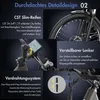 Collage of close-up shots highlighting specific features of an electric bicycle. Produktbild-Vorschau