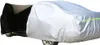 A car covered with a silver protective cover, with the driver's side door open. Produktbild-Vorschau