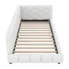 A white daybed with a slatted mattress support is shown from a top-down perspective against a white background. Podgląd zdjęcia produktu