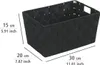 A black woven storage basket with dimensions indicated by measurement lines and text. Anteprima dell’immagine prodotto
