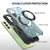 A disassembled phone case showing its double-layer protection and magnetic bracket. Produktbild-Vorschau