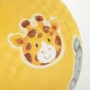 A close-up of a yellow ball with cartoon animal prints. Produktbild-Vorschau