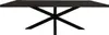 A rectangular dining table with a dark wood top and a black X-shaped base, isolated on a white background. Produktbild-Vorschau