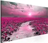 Vlies Leinwandbild - Lilies and Sunset (1 Part) Narrow Produktbild-Vorschau 3