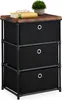 Relaxdays Kommode, 3 Stoffschubladen, Metall, Holzoptik, Produktbild-Vorschau 1