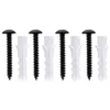 A set of black screws and white wall plugs arranged in a row on a white background. Produktbild-Vorschau