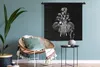 MuchoWow® Wandteppich Wandbehang Elefant - Blumen - Schwarz Produktbild-Vorschau 4