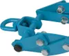 A close-up view of a blue metal forestry grapple or log grabber, attached to a larger mechanism, against a white background. Produktbild-Vorschau