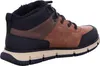 A side view of a single brown and black boot. Produktbild-Vorschau