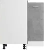 A close-up view of a cabinet with a white door on the left and a gray textured door on the right, mounted on black legs. Anteprima dell’immagine prodotto