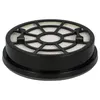 A round black vacuum cleaner filter with a white pleated filter element, seen from a slightly elevated angle. Produktbild-Vorschau