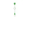 A green pendant light with a white light bulb hanging from a white background. Produktbild-Vorschau