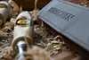 A close-up shot of wood chisels and a leather case, surrounded by wood shavings. Anteprima dell’immagine prodotto