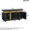 Credenza Merax nera con effetto marmo, 140x38x70cm, 3 ante, Anteprima dell’immagine prodotto 5