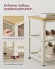 A product image showing a shoe rack with text overlays highlighting its features. Produktbild-Vorschau