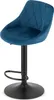 A blue velvet bar stool with a black metal base and adjustable height. Anteprima dell’immagine prodotto