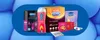 A collection of Durex products, including condoms, massage gel, and other intimate care items, arranged on a blue background. Podgląd zdjęcia produktu