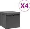 vidaXL Úložné boxy s víkem 4 ks 28x28x28 cm šedé Náhled obrázku produktu 6