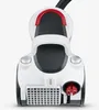 Top-down view of a white, red, and black bagless cyclonic vacuum cleaner. Anteprima dell’immagine prodotto