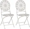 Two white metal bistro chairs with ornate detailing, presented against a white background. Produktbild-Vorschau