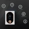 A digital thermostat is shown with icons and text describing its features. Produktbild-Vorschau