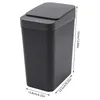 A black automatic trash can with dimensions shown. Náhled obrázku produktu