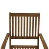 A close-up view of the back of a wooden chair. Produktbild-Vorschau