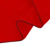 A close-up view of a red fabric with a black trim, folded and draped. Produktbild-Vorschau