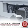 Close-up view of a dishwasher interior with dishes being cleaned, accompanied by text indicating ease of cleaning and dishwasher suitability. Anteprima dell’immagine prodotto