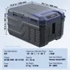 A VEVOR portable car refrigerator with dimensions and specifications displayed. Produktbild-Vorschau