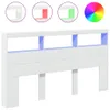 The Living Store LED-Kopfteil mit Ablagen Weiß 180x17x102 Produktbild-Vorschau 3